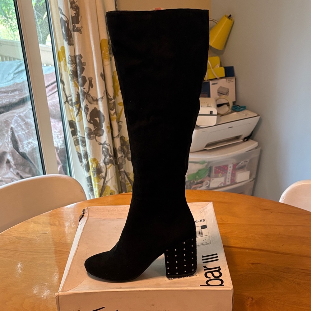 Bar III Black Over the Knee Boots with Studded Heel